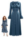 Blau 1940er Taste Satin Schlitz Kleid