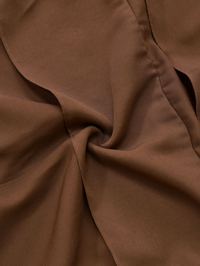 [Vorverkauf] Braun 1920er Bogen Schleife Gürtel Taille Kleid