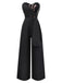 [Vorverkauf] Schwarz 1960er Besticktes Blumen Schnür Trägerlos Jumpsuit