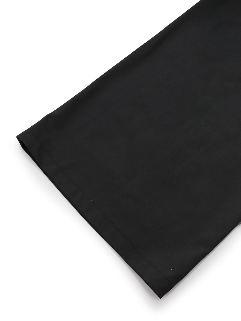 [Vorverkauf] Schwarz 1960er Besticktes Blumen Schnür Trägerlos Jumpsuit