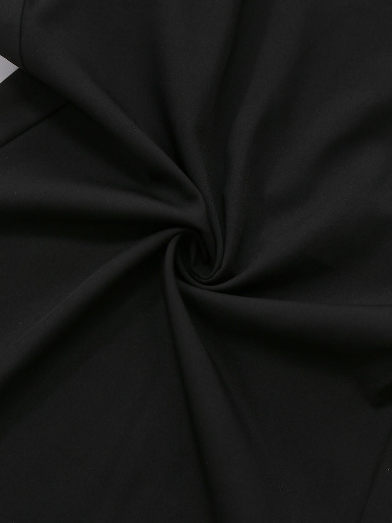 [Vorverkauf] Schwarz 1960er Besticktes Blumen Schnür Trägerlos Jumpsuit