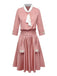 [Vorverkauf] Rosa 1920er Tie Neck Embroidery Large Pockets Kleid