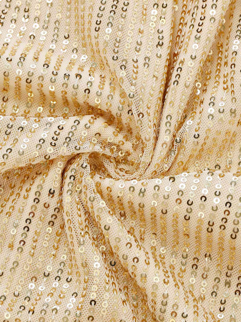 1930er V-Ausschnitt Pailletten Rüschensaum Kleid