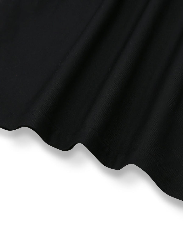 [Vorverkauf] Schwarz 1960er Rüschen Bogen Schleife Gürtel Kleid