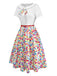 [Vorverkauf] Multicolor 1950er Bunt Polka Punkte Bogen Kleid