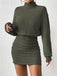 1960er Rippstrick Rollkragen Pullover Enges Kleid