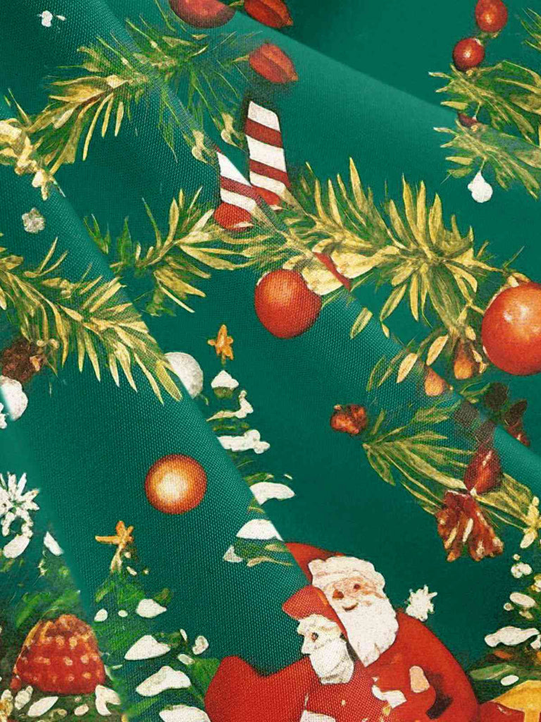 1950er Weihnachtsbaum Patchwork Bogen Gürtel Swing Kleid