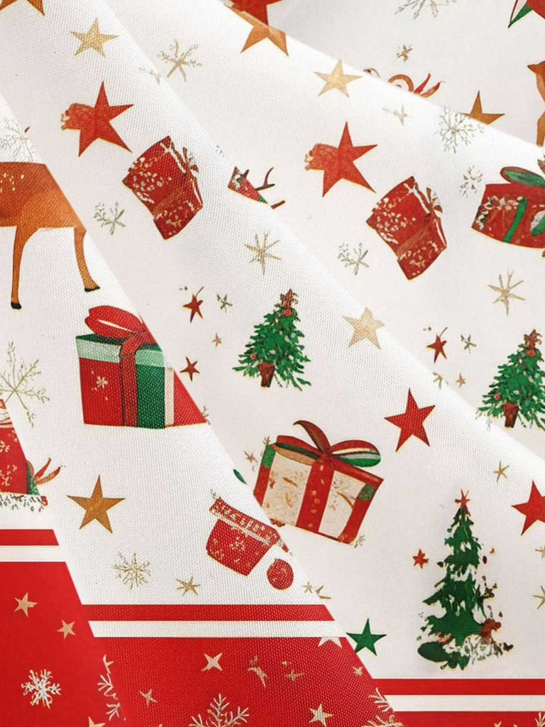 1950er Weihnachtsbaum Patchwork Bogen Gürtel Swing Kleid