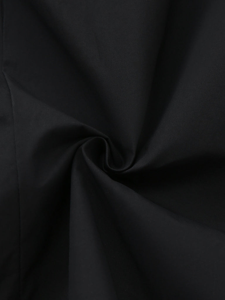 [Vorverkauf] Schwarz 1940er Baumwolle Falten Plissiertes Bogen Bluse