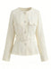 Beige 1950er Lange Ärmel Knöpfe Anzug Jacke
