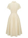 Gelb 1940er Taillenbindung Knopf Hemd Kragen Kleid