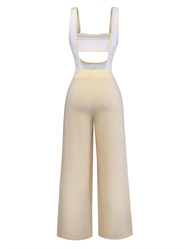1950er Trägerlos Cut-Out Patchwork Jumpsuit Set