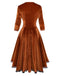 Braun 1940er Solide Revers Samt Schein Zweiteiler Kleid