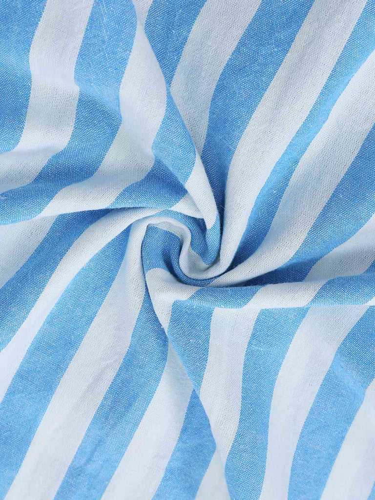 Blau 1980er Streifen Tief V Spaghetti Träger Jumpsuit