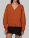 Orange 1940er V-Ausschnitt Stern Bestickt Cardigan