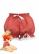 Rot 1980er Tupfen Bogen Spitze Besatz Kürbis Shorts