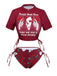 1980er Totenkopf Rose Grafik Tankini Set