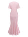 Einfarbiges, kurzärmeliges, figurbetontes Maxikleid aus den 1930er Jahren 2