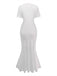 Einfarbiges, kurzärmeliges, figurbetontes Maxikleid aus den 1930er Jahren 4