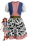 Mehrfarbiges 70er Karokleid mit Kuh-Print und Patchwork