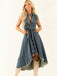 Hellblau 1950er Ärmellos Asymmetrischer Saum Jeansstoff Kleid