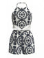 70er Crop-Top & Shorts mit Blumen und Neckholder