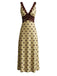 Khaki 1930er V-Ausschnitt Polka Dot Spitzenbesatz Ärmelloses Kleid