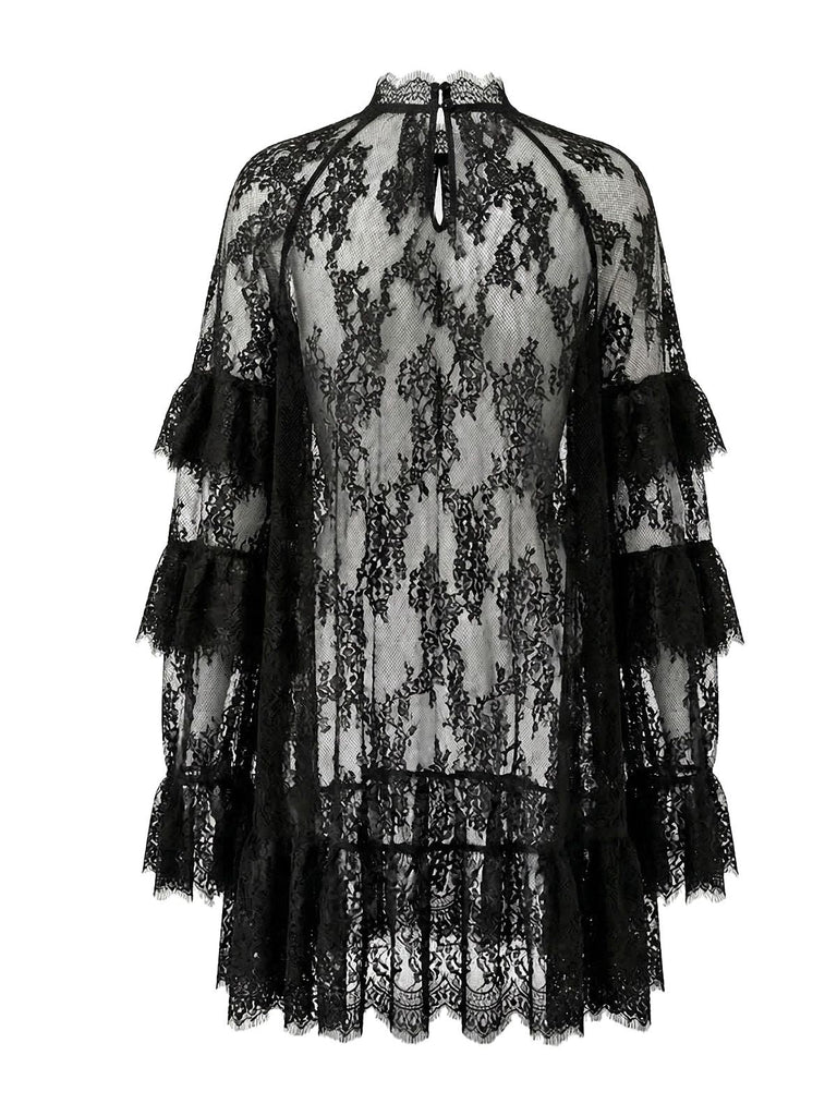 1930er Transparent Spitze Durchsichtig Slip Kleid