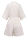 Beigefarbener Jumpsuit mit botanischem Muster im Stil der 1950er Jahre mit Gürtel, Größe 3