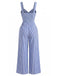 Blauer, gestreifter Jumpsuit im Stil der 1950er Jahre mit V-Ausschnitt und Neckholder, Größe 3