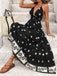 Schwarzes 70er Bohemian Maxikleid mit Neckholder und rückenfrei