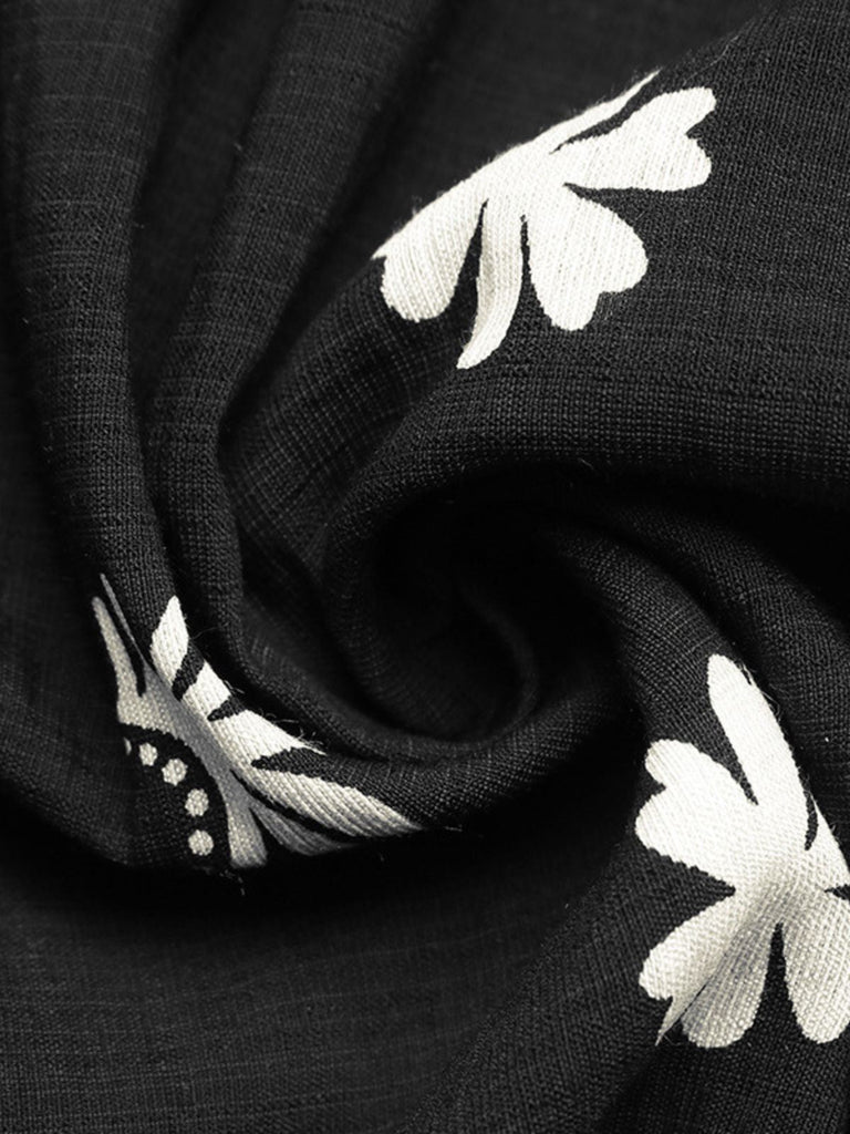 Schwarzes 70er Bohemian Maxikleid mit Neckholder und rückenfrei