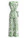 Ärmelloser Jumpsuit mit Blumenmuster im Stil der 1970er Jahre, V-Ausschnitt, weitem Bein, Größe 4