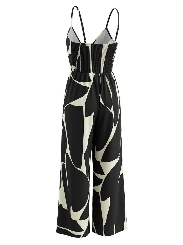 Schwarzer Jumpsuit mit weitem Bein im Stil der 1930er Jahre, Größe 3