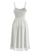 70er Kleid mit V-Ausschnitt, Spaghettiträgern und Struktur-Spitze