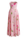 1940er Trägerlos Blumen High Waist Swing Kleid