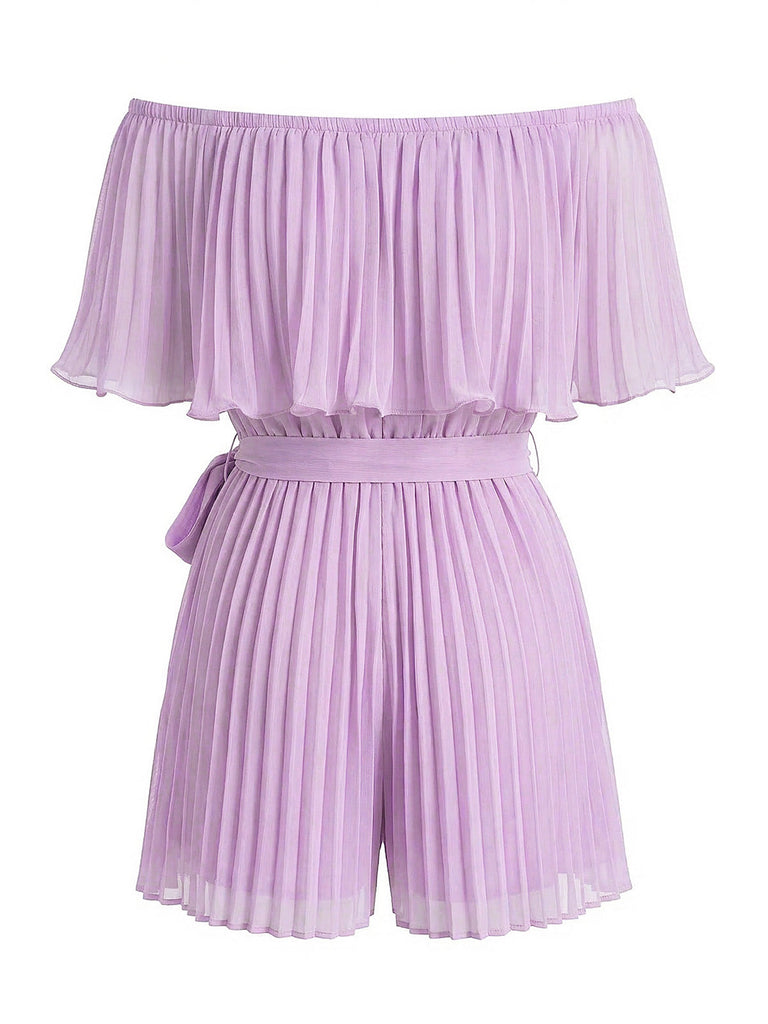 Einfarbiger, schulterfreier Falten-Jumpsuit aus den 1960er Jahren, Größe 8