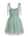 Grün 1960er Blumen Bestickt Netz Tutu Kleid