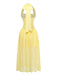 1950er Rückenfreies Spitze Uni Neckholder Kleid