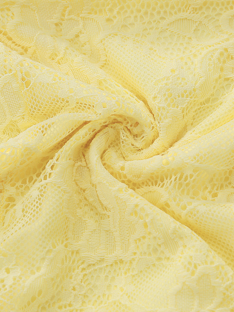 1950er Rückenfreies Spitze Uni Neckholder Kleid