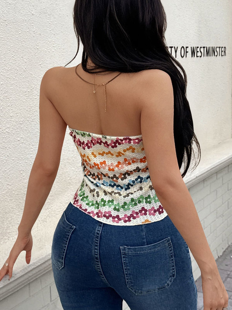 Farbverlauf 00er Bandeau-Top mit Blumen und Schleife
