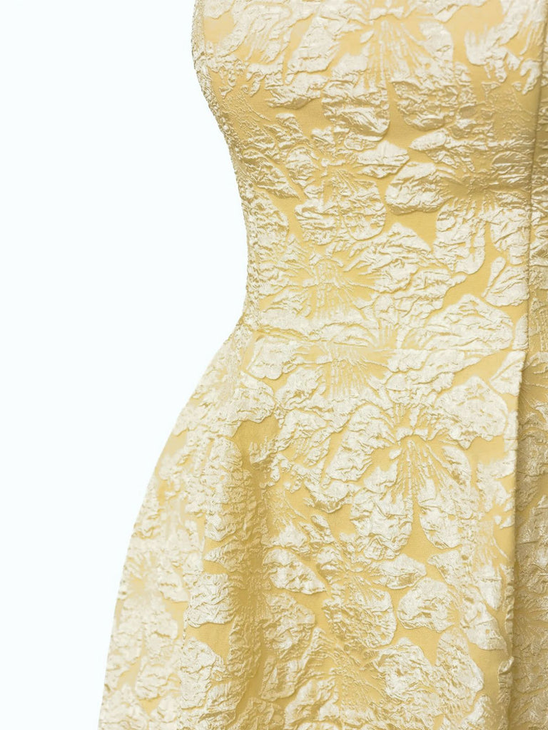 Gelbes ärmelloses Midikleid im Stil der 1950er Jahre, Größe 5