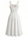 Weißes 40er Swingkleid mit Eckiger Ausschnitt und Blumen