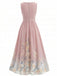 1940er Blumen V-Ausschnitt Ärmellos Midi Kleid