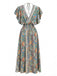 Mehrfarbiges 70er Smockkleid mit Rüschen und Böhmen
