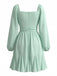 Hellgrünes 50er Chiffon-Kleid mit Rüschen und Ballonärmel