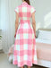 Rosa 50er Shirtkleid mit Flügelärmel und Gingham