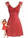Rotes 60er Kleid mit Polka-Dots und Rüschen