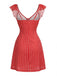 Rotes 60er Kleid mit Polka-Dots und Rüschen