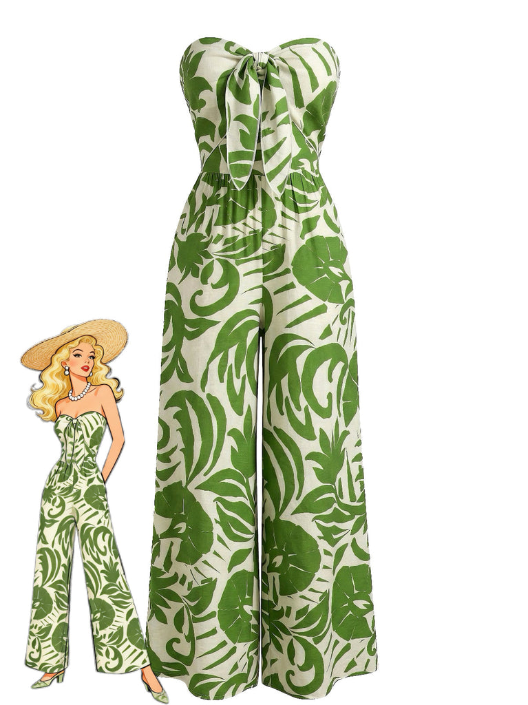 1970er Unregelmäßiger Print Trägerloser Boho Overall
